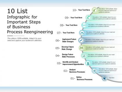 10 list infographic for important steps of business process reengineering