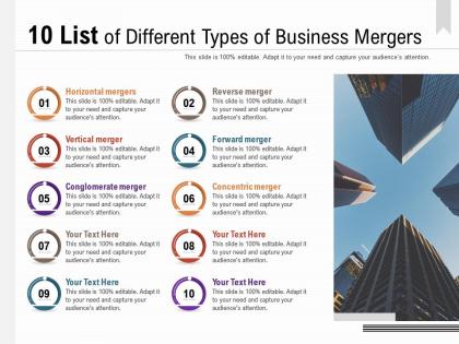 10 list of different types of business mergers
