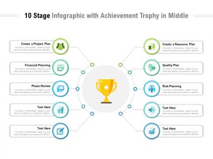 10 stage infographic with achievement trophy in middle