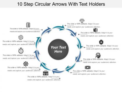10 step circular arrows with text holders