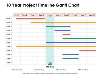 10 year project timeline gantt chart ppt powerpoint presentation portfolio design