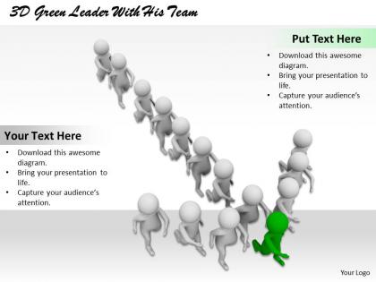 1113 3d green leader with his team ppt graphics icons powerpoint