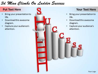 1113 3d man climbs on ladder success ppt graphics icons powerpoint