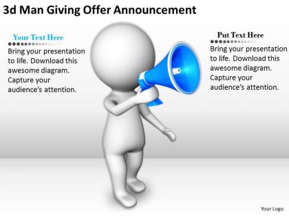 1113 3d man giving offer announcement ppt graphics icons powerpoint