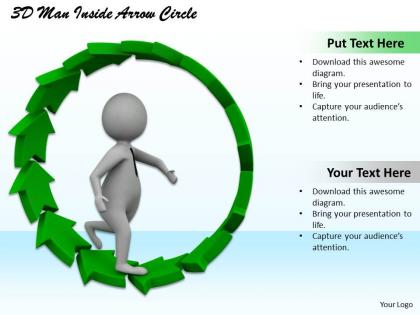 1113 3d man inside arrow circle ppt graphics icons powerpoint