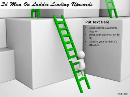 1113 3d man on ladder leading upwards ppt graphics icons powerpoint