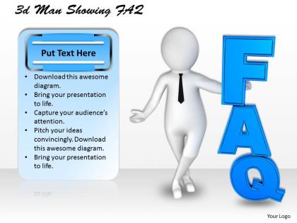 1113 3d man showing faq ppt graphics icons powerpoint