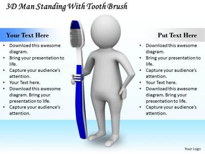 1113 3d man standing with tooth brush ppt graphics icons powerpoint