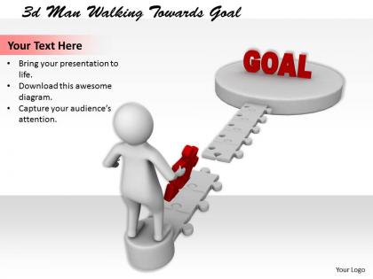 1113 3d man walking towards goal ppt graphics icons powerpoint