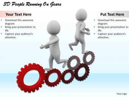 1113 3d people running on gears ppt graphics icons powerpoint