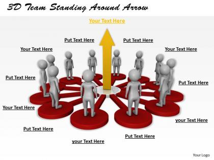 1113 3d team standing around arrow ppt graphics icons powerpoint