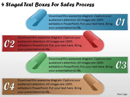 1113 business ppt diagram 4 staged text boxes for sales process powerpoint template