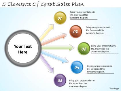 1113 business ppt diagram 5 elements of great sales plan powerpoint template