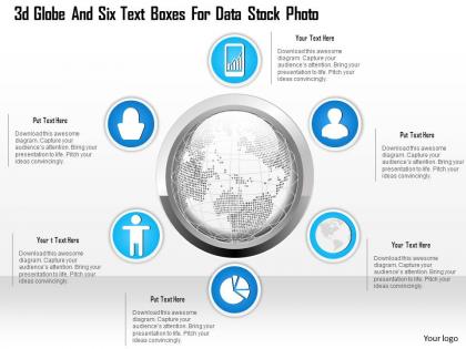 1114 3d globe and six text boxes for data presentation template