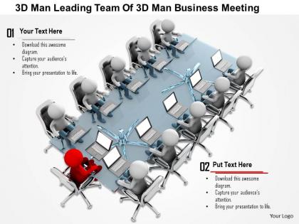 1114 3d man leading team of 3d man business meeting ppt graphics icons