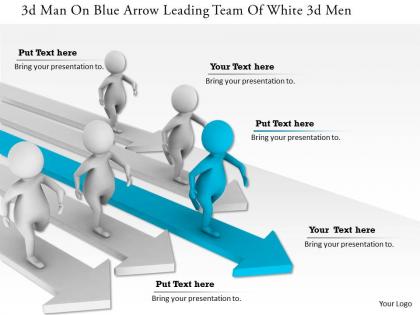 1114 3d man on blue arrow leading team of white 3d men ppt graphics icons