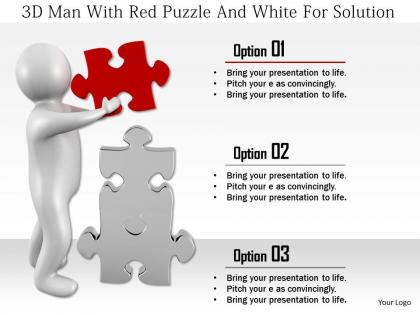 1114 3d man with red puzzle and white for solution ppt graphics icons