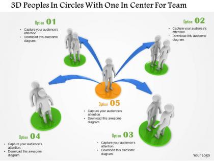 1114 3d peoples in circles with one in center for team ppt graphics icons
