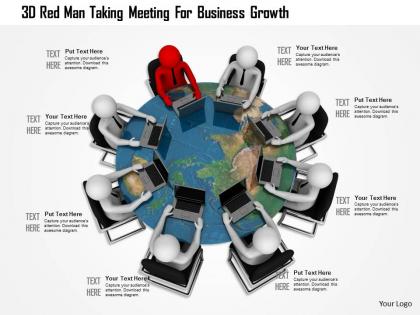 1114 3d red men taking meeting for business growth ppt graphics icons