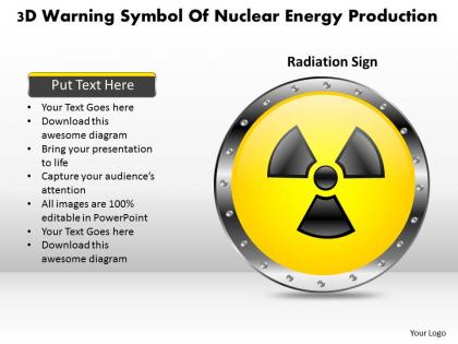 1114 3d warning symbol of nuclear energy production powerpoint template