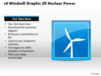 1114 3d windmill graphic of nuclear power powerpoint template
