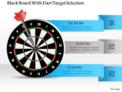 1114 black board with dart target selection powerpoint template