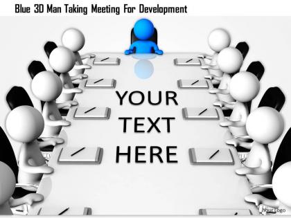1114 blue 3d man taking meeting for development ppt graphics icons