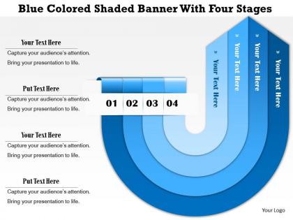 1114 blue colored shaded banner with four stages powerpoint template