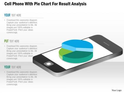 1114 cell phone with pie chart for result analysis presentation template