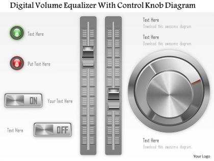 1114 digital volume equilizer with control knob diagram powerpoint template