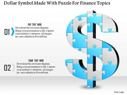 1114 dollar symbol made with puzzle for finance topics powerpoint template