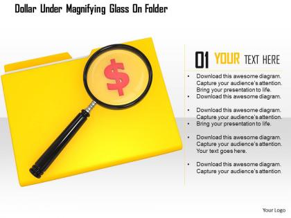 1114 dollar under magnifying glass on folder image graphics for powerpoint