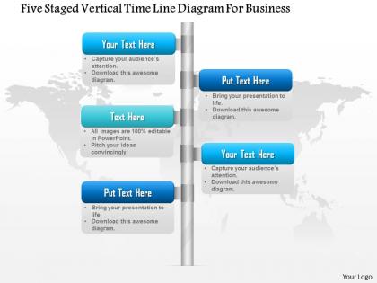 1114 five staged vertical time line diagram for business powerpoint template