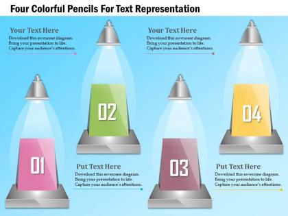1114 four colorful pencils for text representation powerpoint template