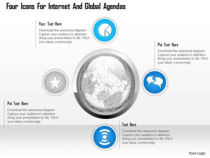 1114 four icons for internet and global agendas powerpoint template