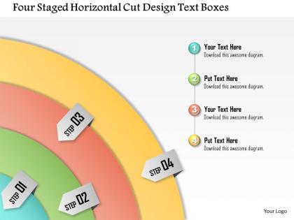 1114 four staged horizontal cut design text boxes powerpoint template