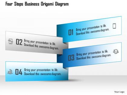1114 four steps business origami diagram powerpoint template