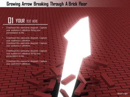 1114 growing arrow breaking through a brick floor image graphics for powerpoint