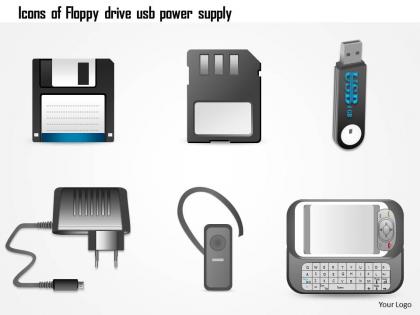 1114 icons of floppy drive usb power supply bluetooth headset mobile phone ppt slide