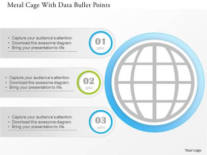 1114 metal cage with data bullet points presentation template