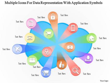 1114 multiple icons for data representation with application symbols powerpoint template