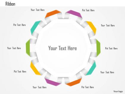 1114 nine staged circular ribbon text box diagram powerpoint template
