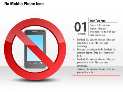 1114 no mobile phone icons with red warning sign ppt slide