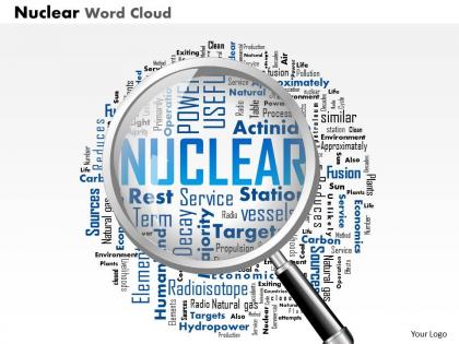 1114 nuclear word cloud with magnifying glass highlighting words ppt slide