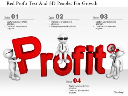 1114 red profit text and 3d peoples for growth ppt graphics icons