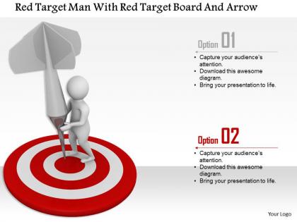1114 red target man with red target board and arrow ppt graphics icons