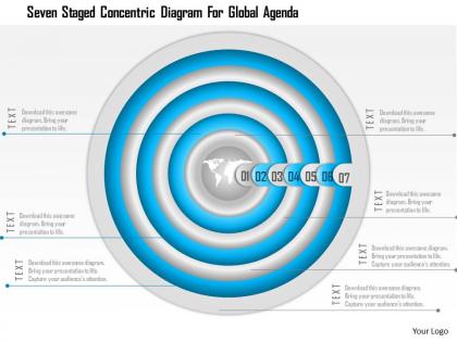 1114 seven staged concentric diagram for global agenda powerpoint template