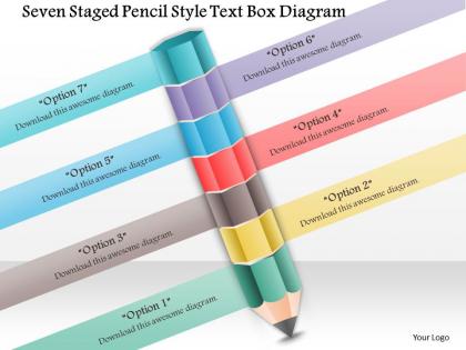 1114 seven staged pencil style text box diagram powerpoint template