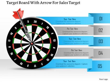 1114 target board with arrow for sales target powerpoint template