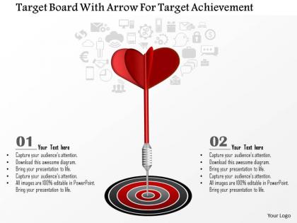 1114 target board with arrow for target achievement presentation template